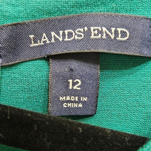 Lands' End Women's Green Damask Print Sleeveless Sheath Dress Size 12 - Picture 4 of 9